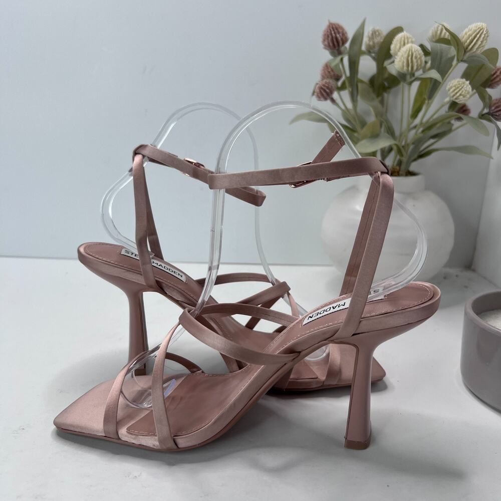 Steve Madden Brendi Strappy Satin Square Toe Heel Blush Women 7.5 - Picture 7 of 9